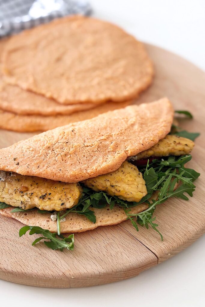 Crepes di lenticchie rosse e tempeh