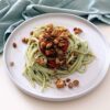 Spaghetti con crema di tofu al basilico